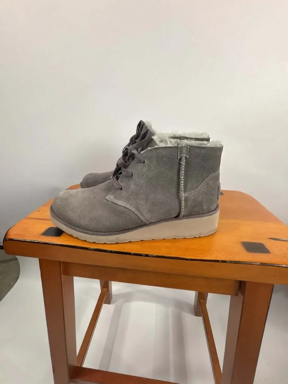 Koolaburra by UGG Grey Suede Lace-Up Ankle Boots